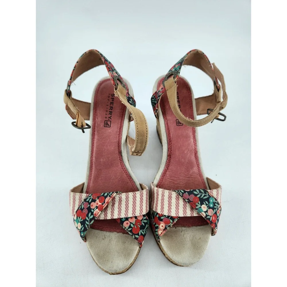 Sperry Saylor Top-Sider Wedge Sandals Womens‎ 5.5M Multicolor Floral Striped